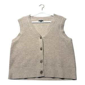 QUINCE WOMENS LARGE MONGOLIAN CASHMERE FISHERMAN CARDIGAN VEST OATMEAL